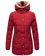 Marikoo warme Damen Steppmantel Winterjacke mit Kapuze Blood Red Gr&ouml;&szlig;e L - Gr. 40