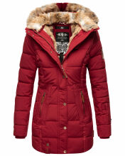 Marikoo warme Damen Steppmantel Winterjacke mit Kapuze Blood Red Größe XXL - Gr. 44