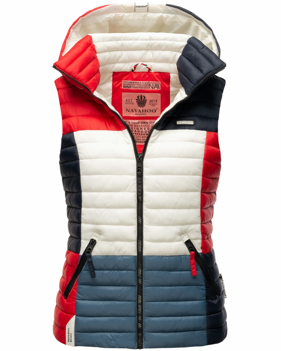 Navahoo Shadaa Multikulti Damen Weste ärmellose Steppweste Multicolour – French Größe XS - Gr. 34