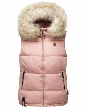 Marikoo Eisfl&ouml;ckchen Damen Winter Steppweste mit Fellkragen Powder Rose Gr&ouml;&szlig;e L - Gr. 40