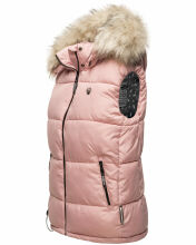 Marikoo Eisfl&ouml;ckchen Damen Winter Steppweste mit Fellkragen Powder Rose Gr&ouml;&szlig;e L - Gr. 40