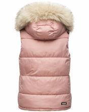 Marikoo Eisfl&ouml;ckchen Damen Winter Steppweste mit Fellkragen Powder Rose Gr&ouml;&szlig;e L - Gr. 40