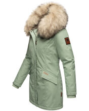 Navahoo Cristal Damen Winterjacke Parka mit Kunstfell Smok-Mint Gr.S
