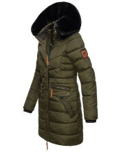 Navahoo Paula Damen Winterjacke Dark Olive - Schwarzes Fell Gr&ouml;&szlig;e XXL - Gr. 44