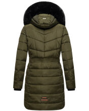Navahoo Paula Damen Winterjacke Dark Olive - Schwarzes Fell Gr&ouml;&szlig;e XXL - Gr. 44