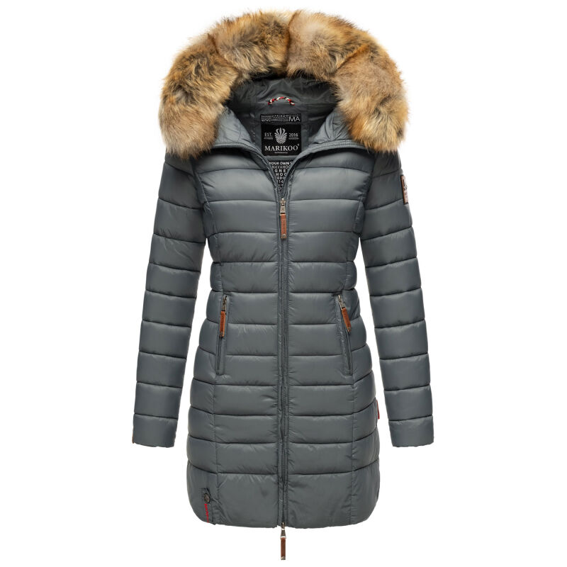 Marikoo Rose Damen Lange Winter Steppjacke Stormy Blue-Größe S - Gr. 36