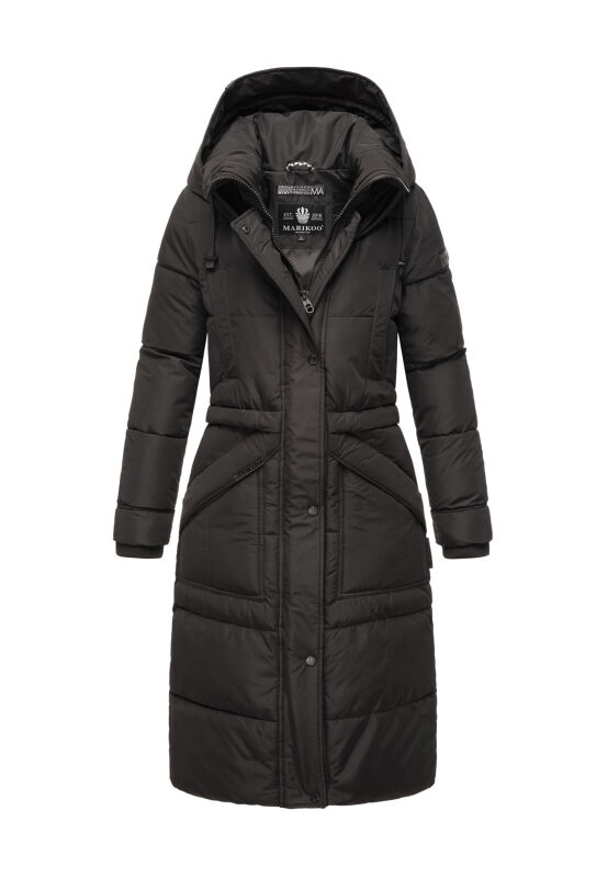 Marikoo Ayumii Damen lange Winter Steppjacke Schwarz