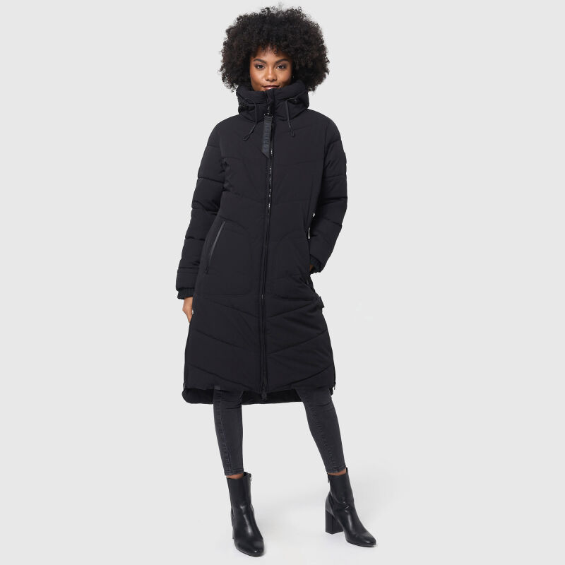 Marikoo Benikoo Damen lange Winterjacke Schwarz