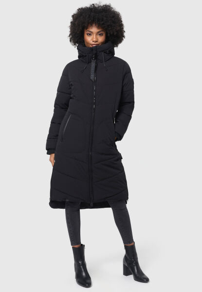 Marikoo Benikoo Damen lange Winterjacke Schwarz Größe M - Gr. 38