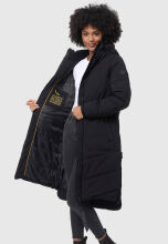 Marikoo Benikoo Damen lange Winterjacke Schwarz Größe XXL - Gr. 44