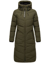 Marikoo Benikoo Damen lange Winterjacke Dark Olive-Größe XL - Gr. 42