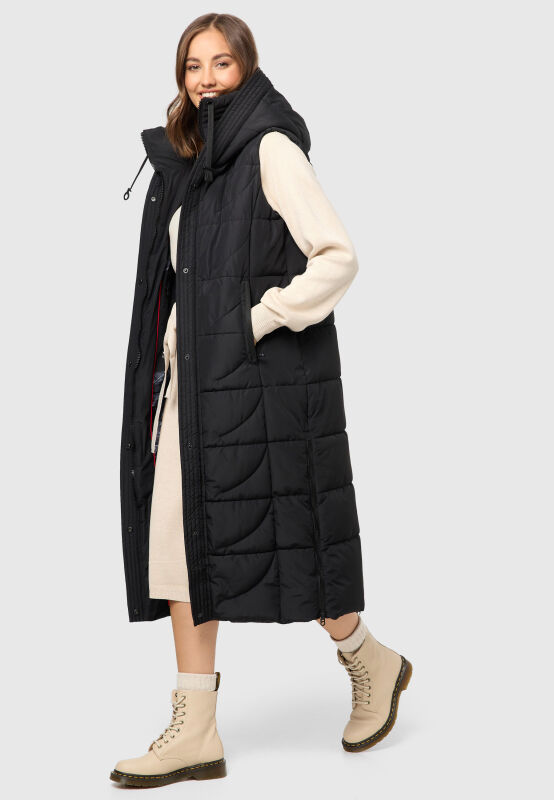 Navahoo Brezelchen lange Damen Winter Weste Schwarz