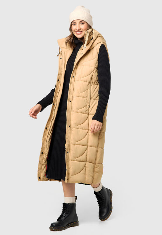 Navahoo Brezelchen lange Damen Winter Weste Sand