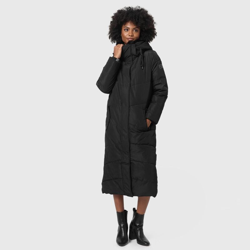 Navahoo Hingucker Damen lange Winterjacke Schwarz