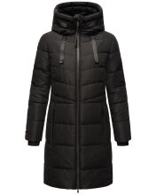 Marikoo Natsukoo Damen Winter Steppjacke lang Schwarz Größe L - Gr. 40