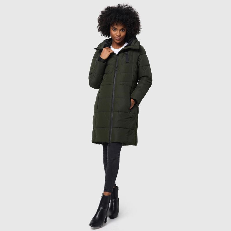 Marikoo Natsukoo Damen Winter Steppjacke lang Dark Olive
