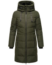Marikoo Natsukoo Damen Winter Steppjacke lang Dark Olive Größe S - Gr. 36