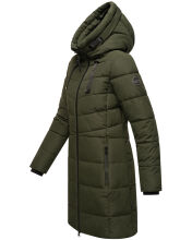 Marikoo Natsukoo Damen Winter Steppjacke lang Dark Olive Größe S - Gr. 36
