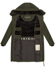 Marikoo Natsukoo Damen Winter Steppjacke lang Dark Olive Größe S - Gr. 36