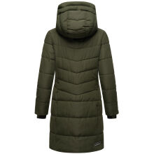 Marikoo Natsukoo Damen Winter Steppjacke lang Dark Olive Größe XL - Gr. 42