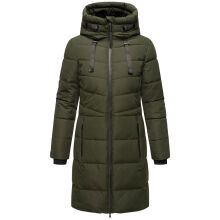 Marikoo Natsukoo Damen Winter Steppjacke lang Dark Olive Größe XXL - Gr. 44