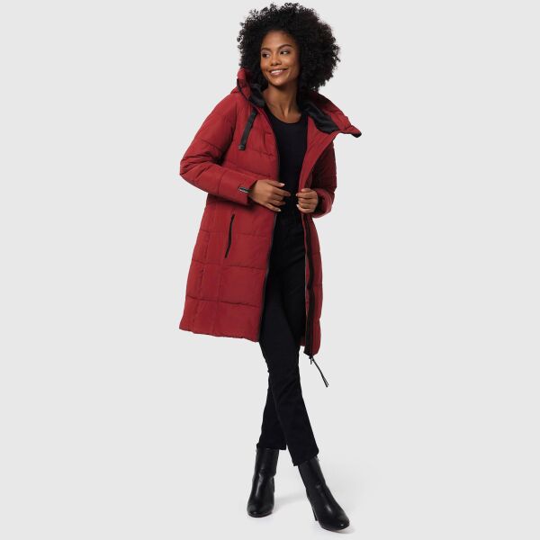 Marikoo Natsukoo Damen Winter Steppjacke lang Dark Red Größe XXL - Gr. 44