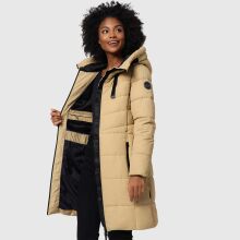 Marikoo Natsukoo Damen Winter Steppjacke lang Beige Gr&ouml;&szlig;e S - Gr. 36