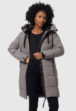 Marikoo Natsukoo Damen Winter Steppjacke lang Grau Größe S - Gr. 36