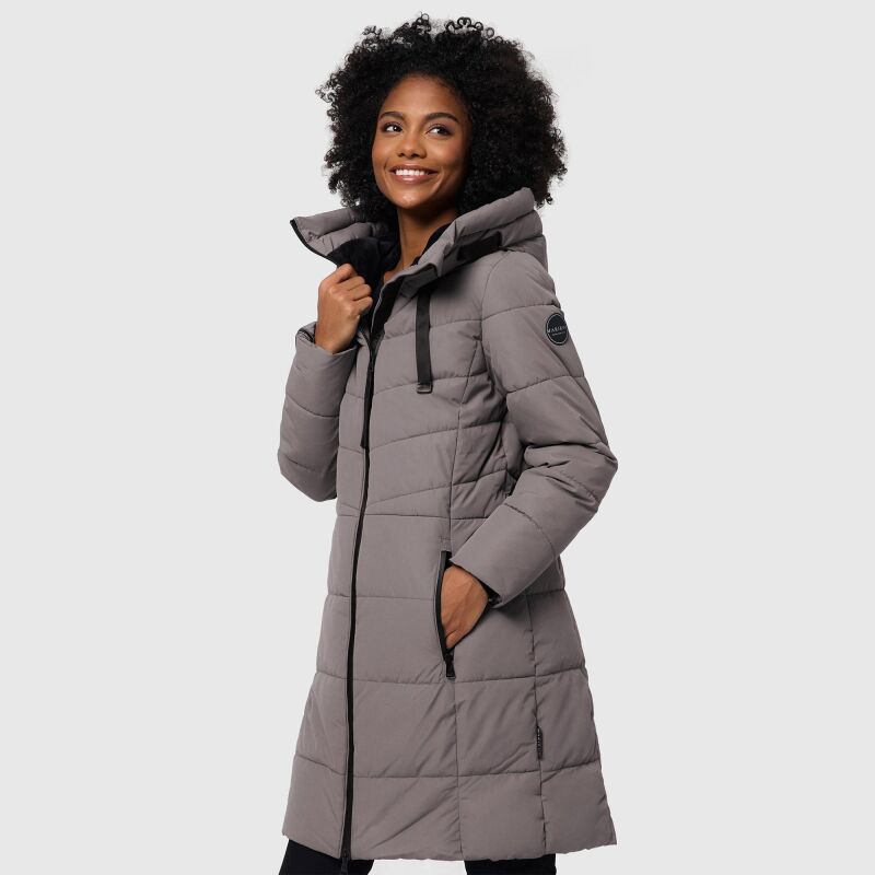 Marikoo Natsukoo Damen Winter Steppjacke lang Grau