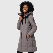 Marikoo Natsukoo Damen Winter Steppjacke lang Grau Gr&ouml;&szlig;e XL - Gr. 42