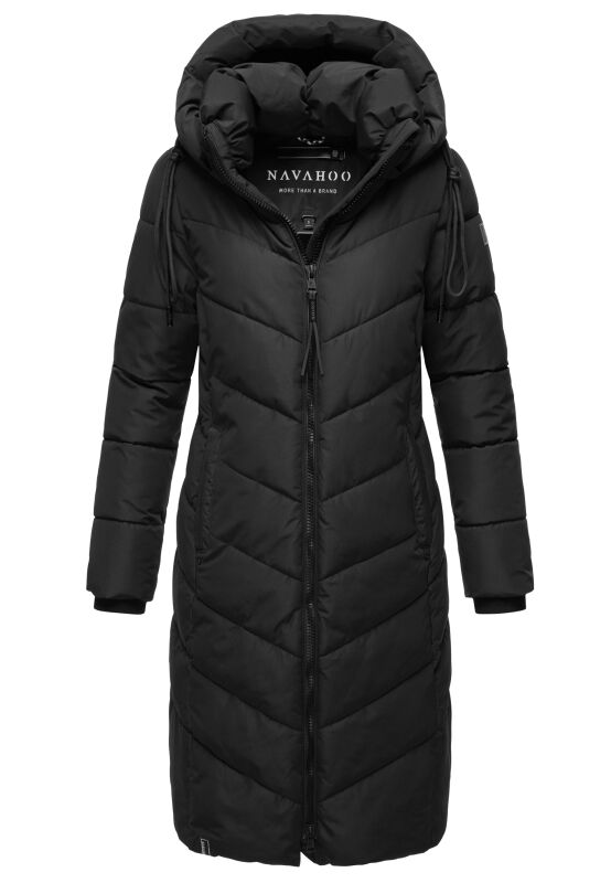 Navahoo Sahnekatzi Damen lange Winter Steppjacke Schwarz