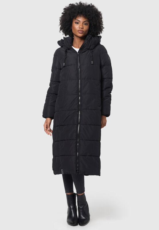 Marikoo Nadeshikoo Damen lange Winter Steppjacke Schwarz