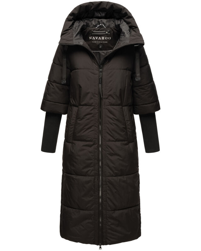 Navahoo Ciao Miau Damen lange Winterjacke Schwarz