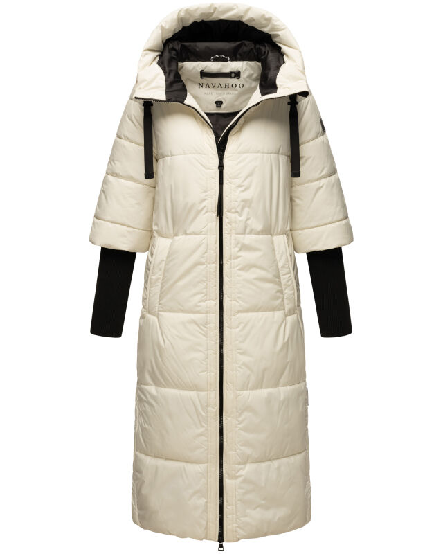 Navahoo Ciao Miau Damen lange Winterjacke Off White
