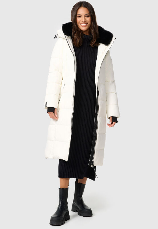 Marikoo Zuraraa lange Damen Winter Steppjacke Off White