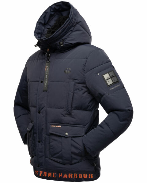 STONE HARBOUR Veste D'Hiver Chaude Et Imperméable Pour Homme - Zaharoo - Coupe Ajustée, Noire