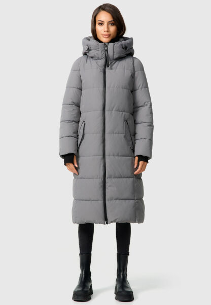 Marikoo Zuraraa XVI Damen lange Winterjacke B989 Grau Größe L - Gr. 40
