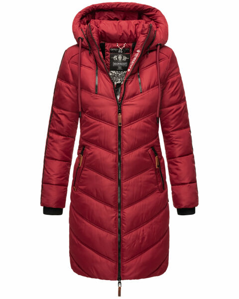 Marikoo Armasa lange Damen Winter Steppjacke Dark Red Größe XXL - Gr. 44