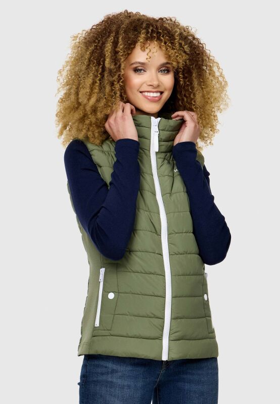 Marikoo Reimii leichte Damen Stepp Weste Olive Gr&ouml;&szlig;e XL - Gr. 42
