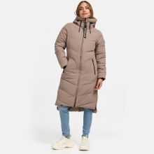 Marikoo Benikoo Damen lange Winterjacke Taupe Grey-Gr&ouml;&szlig;e XL - Gr. 42