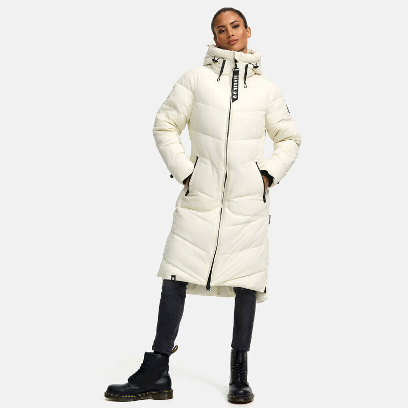 Marikoo Benikoo Damen lange Winterjacke Offwhite