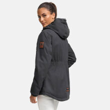 Marikoo Bikoo Damen gefütterte Winterjacke mit Teddyfell Anthrazit Größe XXXL - Gr. 46