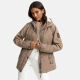 Marikoo Bikoo Damen gefütterte Winterjacke mit Teddyfell Taupe Größe XXXL - Gr. 46