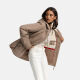 Marikoo Bikoo Damen gefütterte Winterjacke mit Teddyfell Taupe Größe XXXL - Gr. 46