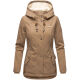 Marikoo Bikoo Damen gefütterte Winterjacke mit Teddyfell Taupe Größe XXXL - Gr. 46