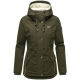 Marikoo Bikoo Damen gefütterte Winterjacke mit Teddyfell Olive Größe S - Gr. 36