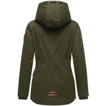 Marikoo Bikoo Damen gefütterte Winterjacke mit Teddyfell Olive Größe M - Gr. 38