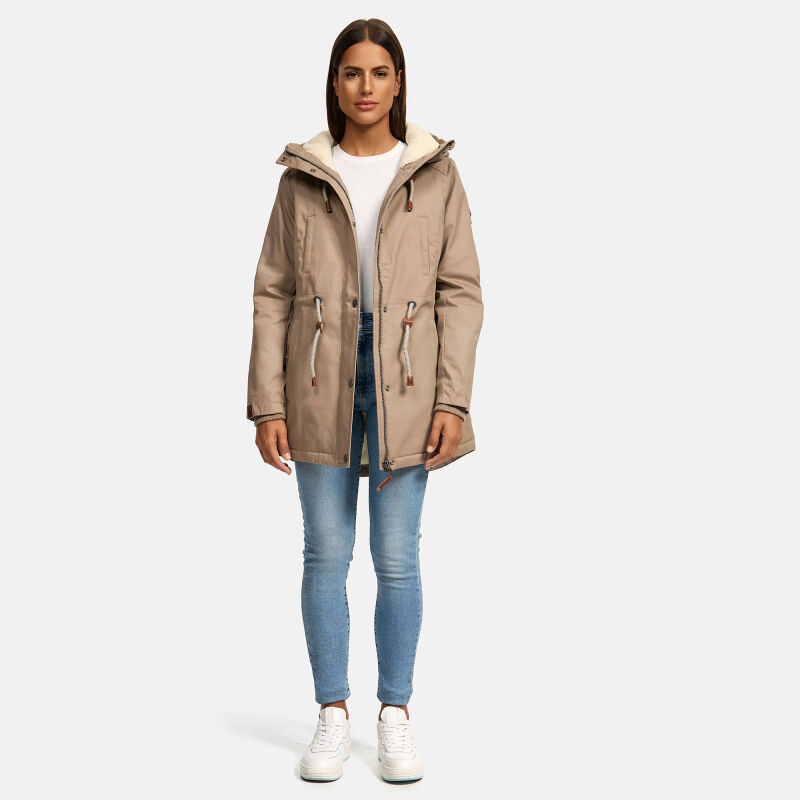 Navahoo Ireliaa Damen Winterjacke Taupe Grey Größe S - Gr. 36