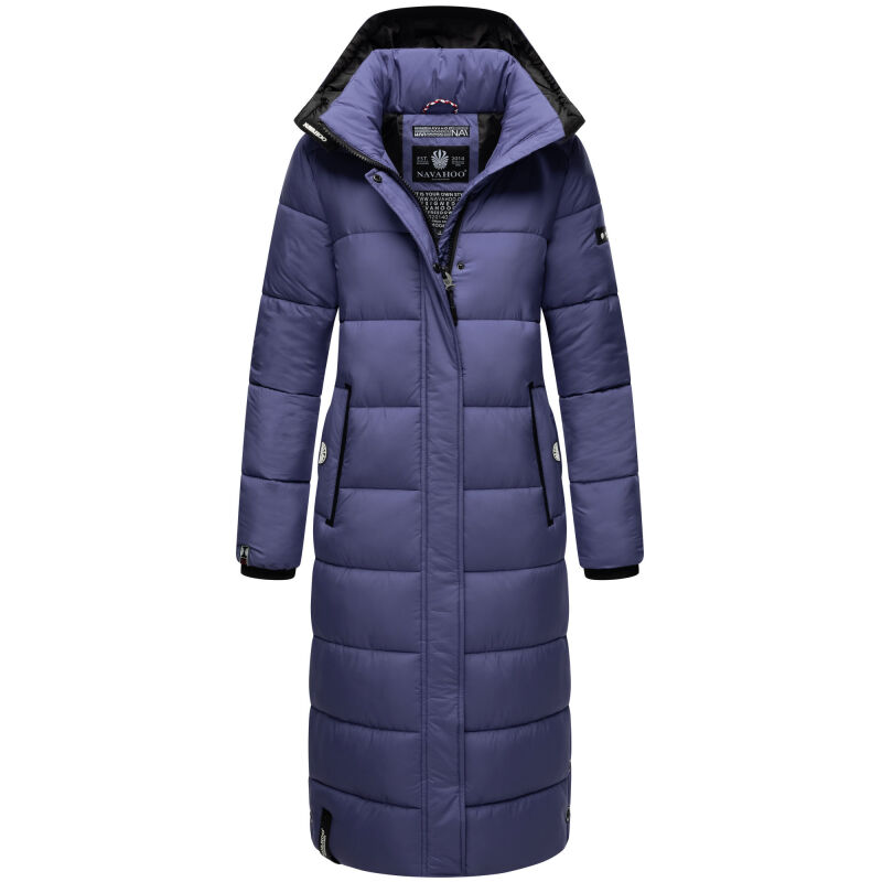 Navahoo Isalie Damen lange Winterjacke gesteppt Blue Violet