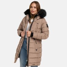 Navahoo Lotusblüte Princess Damen lange Winter Steppjacke Taupe Grey Größe M - Gr. 38